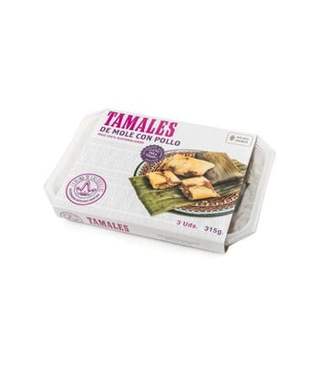 Tamales con mole de pollo (paquete de 3)
